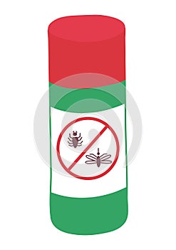 Red and green insect repellent spray can vector illustration. Pest control, anti-mosquito, bug prevention concept