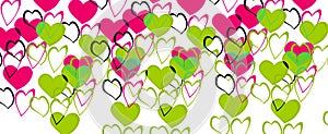 Red green love  pattern, Colorful red green love heart pattern image.