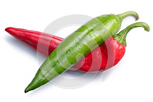 Red or green Numex chiles crossed,top view,paths