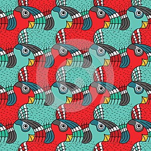 Red and Green Parrots Tessellation Pattern