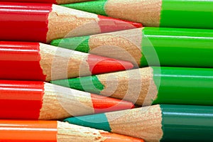 Red and green pencils