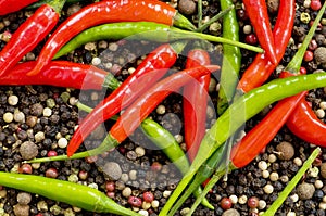 Red and green peppers