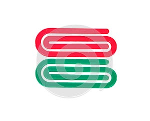 Red and green plastic paper clip