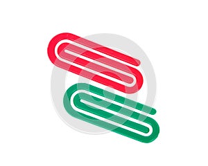 Red and green plastic paper clip