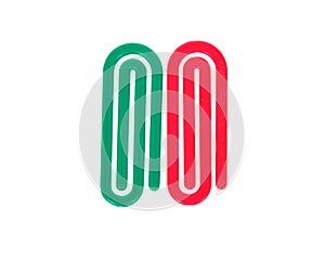 Red and green plastic paper clip