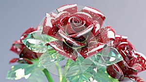 Red And Green Rose Flowers Glitter Super Detail. Generative AI