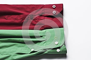 Red and green shirt isolated on a white background.Copy space