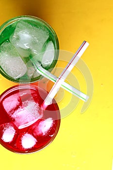 Red and green soda fizzy drinks