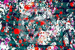 Red and green splatter digital piant abstract background