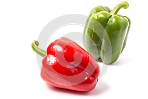 red and green sweet pepper on white background