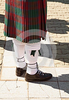 Red and green tartan Scottish kilt