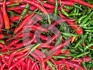 Red and GReen of Thai Chilis background.