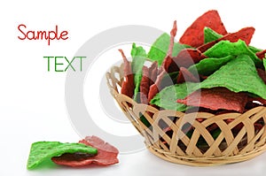 Red and green tortilla chips