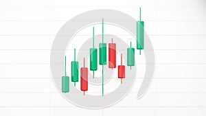 Red and Green Trading Candles with Grid Lines on a White Background. Stock Market Investing Graph.