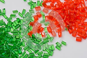 Red and green transparent plastic resin