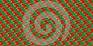 Red and green vintage craft paper textured seamless wavy retro stripes Christmas pattern with shiny gold foil