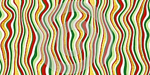 Red and green vintage craft textured seamless wavy retro vertical candy stripes Christmas pattern with shiny gold foil