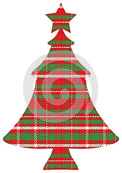 Red Green White Plaid Christmas Tree with Clipping Path on White