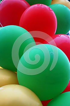 Red, green and yellow balloons