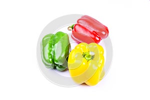 Red, green and yellow paprika