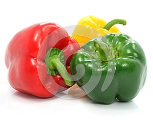 Red green and yellow pepper vegetables still-life