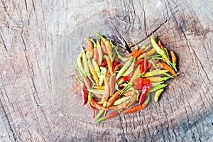 Red and greenchili pepper composed in the form of heart