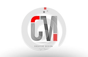 red grey alphabet letter cm c m logo combination icon design