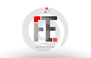 red grey alphabet letter fe f e logo combination icon design