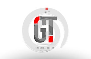 red grey alphabet letter gt g t logo combination icon design photo
