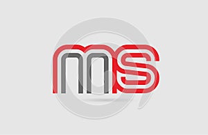 red grey alphabet letter logo combination MS M S for icon design