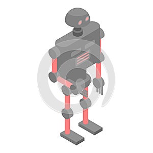 Red grey robot icon, isometric style