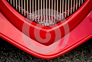 Red grill classic car