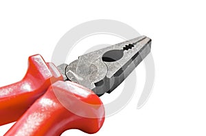 Red grip steel engineer equipment pliers with clipping path