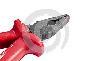 Red grip steel engineer equipment pliers with clipping path