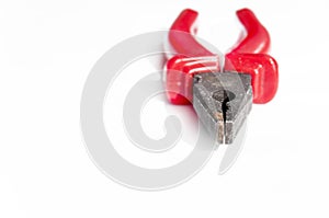 Red grip steel engineer equipment pliers with clipping path