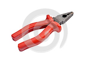 Red grip steel engineer equipment pliers with clipping path