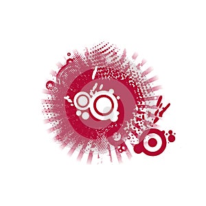 RED GRUNGE ABSTRACT CIRCLES