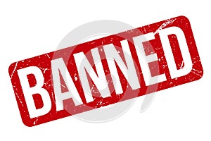 Red Grunge Banned Rubber Stamp Isolated On White Background