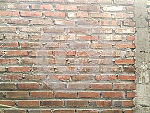 Red grunge brick wall  abstract background texture.