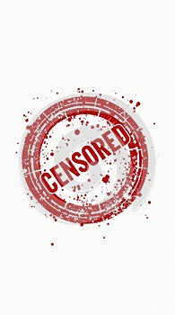 Red grunge censored stamp on white background exploding with intensity photo