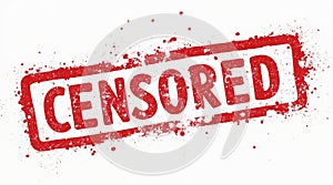 Red grunge censored stamp on white background with splatter photo