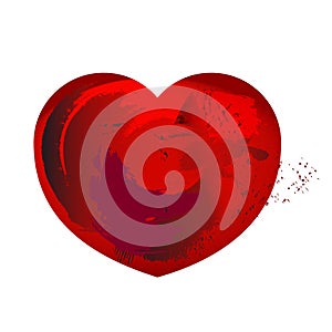 Red grunge heart isolated