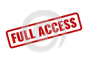 Red grunge rubber stamp displaying FULL ACCESS text for permissions and unrestricted entry