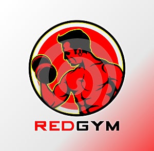 Red Gym Logo, fitness logo, sport logo, gym logo