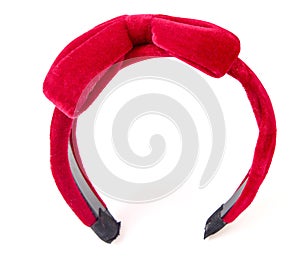 Red hair band, Headband with bow isolated on white background, clipping path