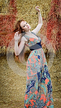 Red hair free young woman with freckle