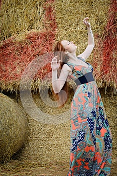 Red hair free young woman with freckle