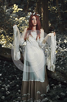 Red hair maiden with fantasy dress