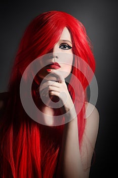 Red hair woman hairstyle portrait