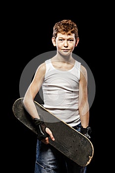 Red-haired boy with a board